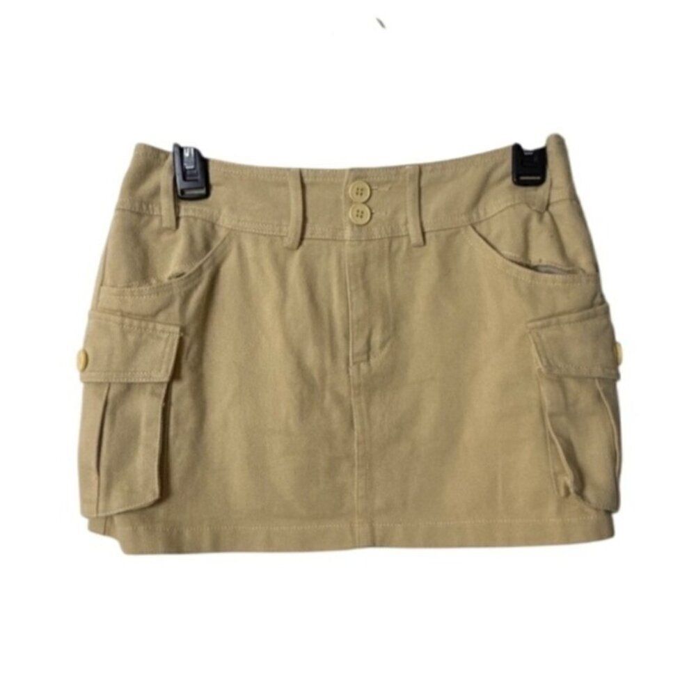 Mini Cargo Skirt Beige Cotton Womens Size S By Edikted